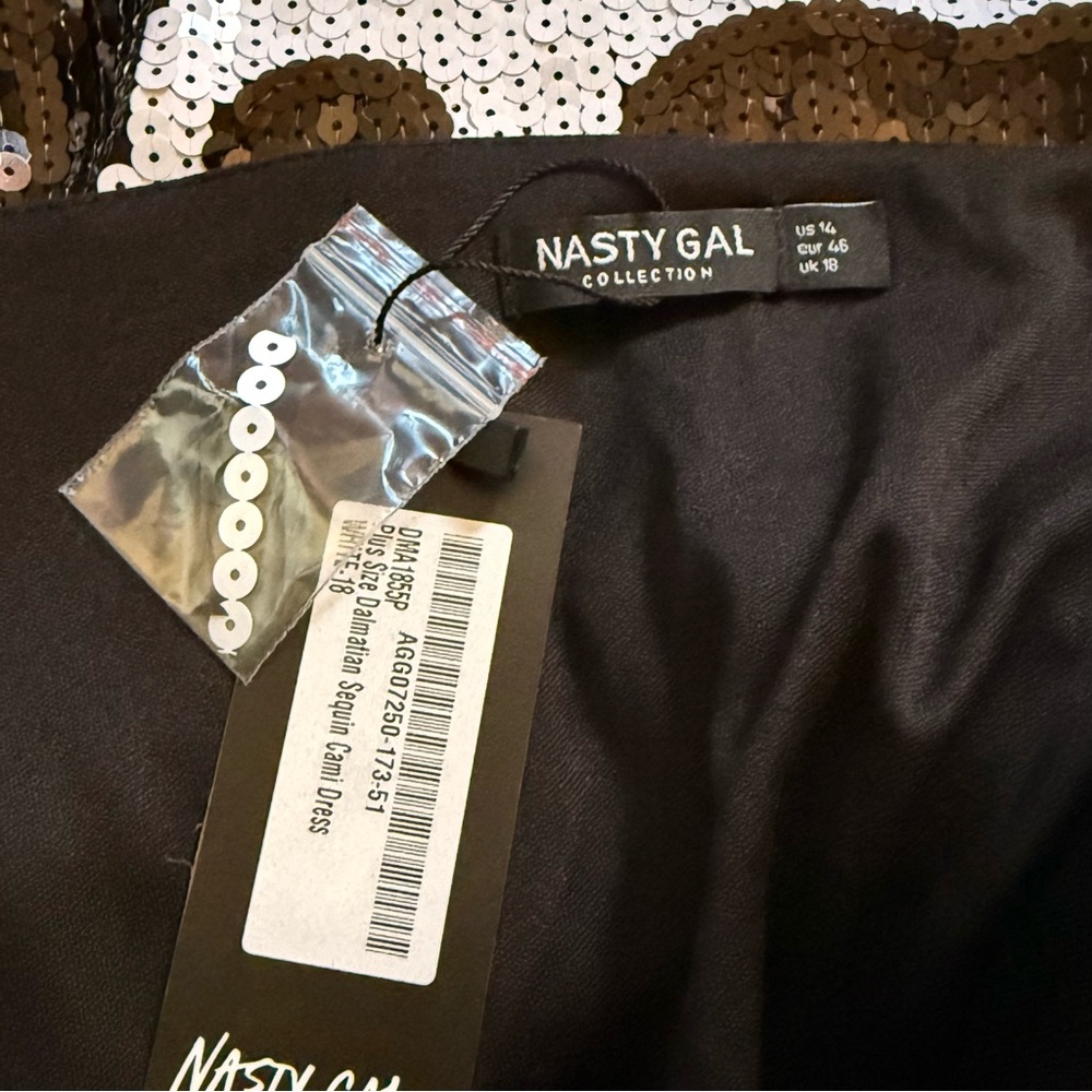 Nasty Gal White & Black Cow Print Slip Dress - Picture 3 of 8